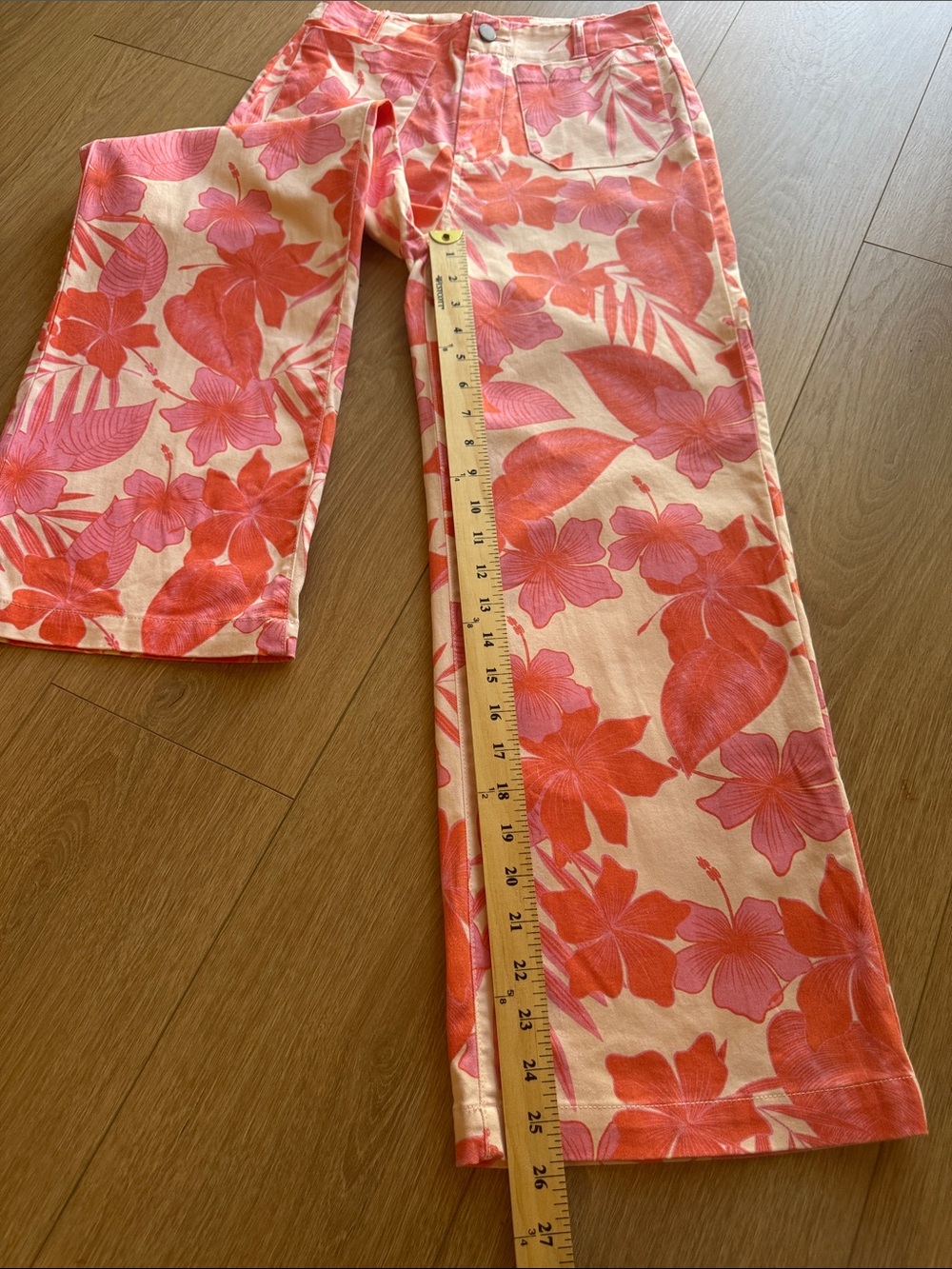 Roxy Coastal Cruiser Wide Leg Trousers Pale Dogwood Hibiscus Size 27 - Picture 16 of 16